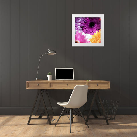 Look Flowers White Modern Wood Framed Art Print by Villa, Mlli