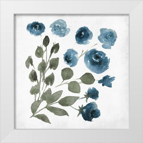 Blue Wash Floral 3 White Modern Wood Framed Art Print by Villa, Mlli