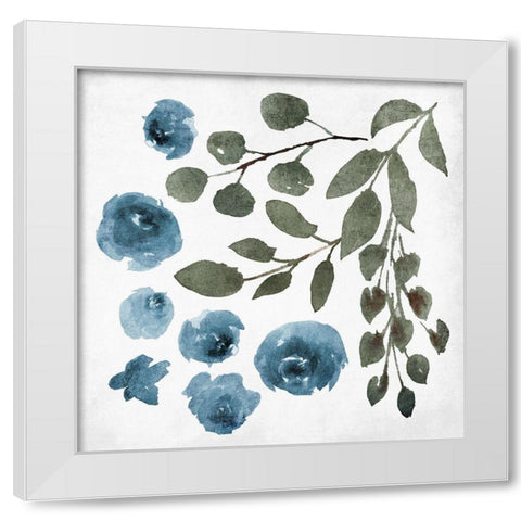 Blue Wash Floral 4 White Modern Wood Framed Art Print by Villa, Mlli