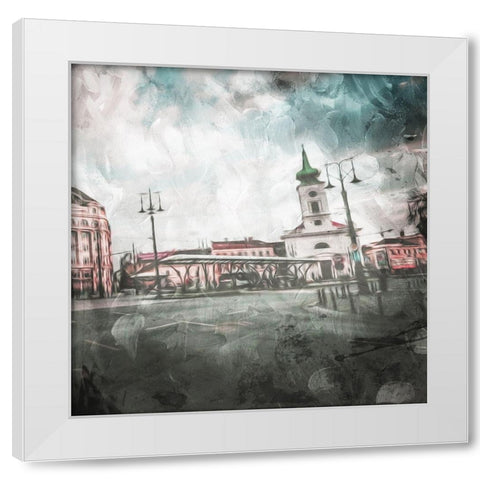 Budapest Streets Mate White Modern Wood Framed Art Print by Villa, Mlli