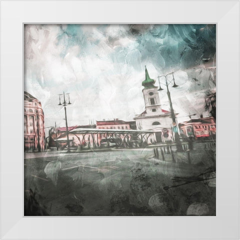 Budapest Streets Mate White Modern Wood Framed Art Print by Villa, Mlli
