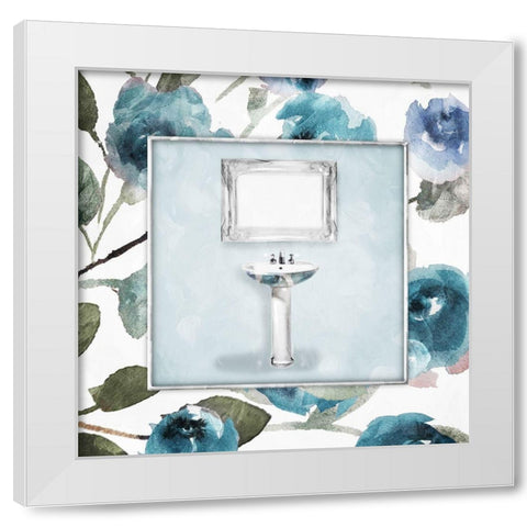Blue Water Sink White Modern Wood Framed Art Print by Villa, Mlli