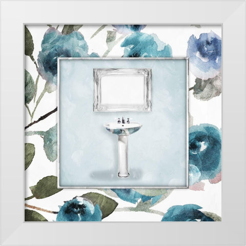 Blue Water Sink White Modern Wood Framed Art Print by Villa, Mlli