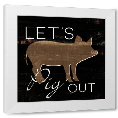 Lets Pig Out White Modern Wood Framed Art Print by Villa, Mlli