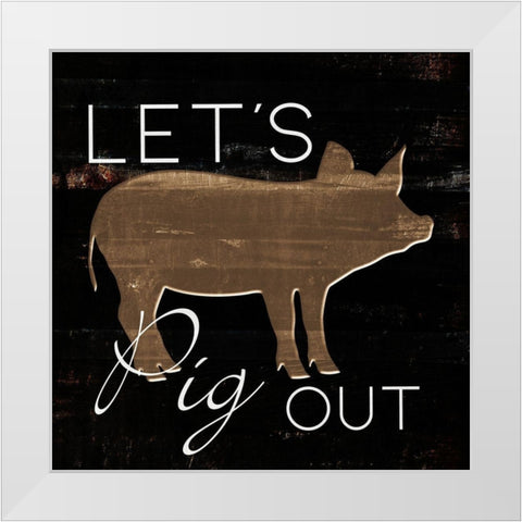 Lets Pig Out White Modern Wood Framed Art Print by Villa, Mlli