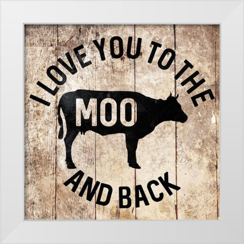 Moo And Back White Modern Wood Framed Art Print by Villa, Mlli