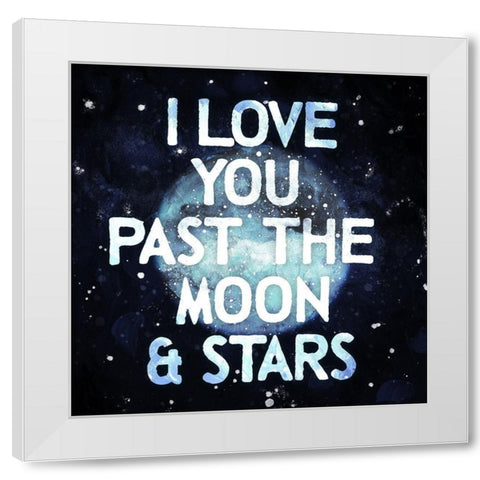 Moon And Stars White Modern Wood Framed Art Print by Villa, Mlli