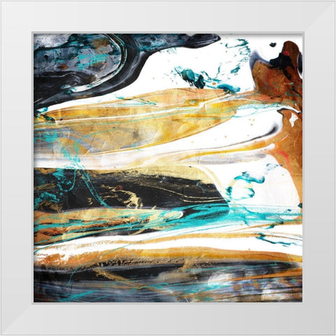 Teal Desert Mate White Modern Wood Framed Art Print by Villa, Mlli