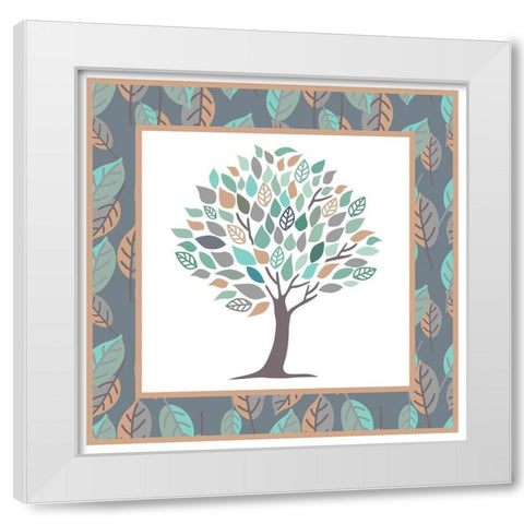 Tree Leaves White Modern Wood Framed Art Print by Villa, Mlli