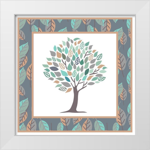 Tree Leaves White Modern Wood Framed Art Print by Villa, Mlli