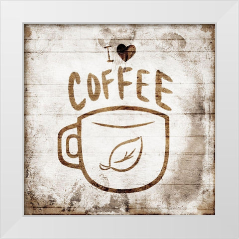 I Love Cofffee White Modern Wood Framed Art Print by Villa, Mlli