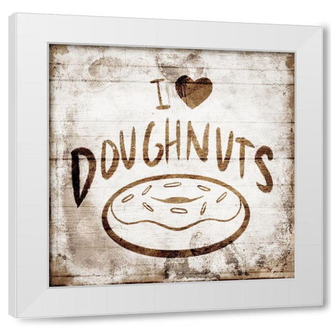 I Love Doughnuts White Modern Wood Framed Art Print by Villa, Mlli