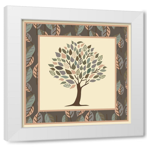 Fall Tree Leaves White Modern Wood Framed Art Print by Villa, Mlli