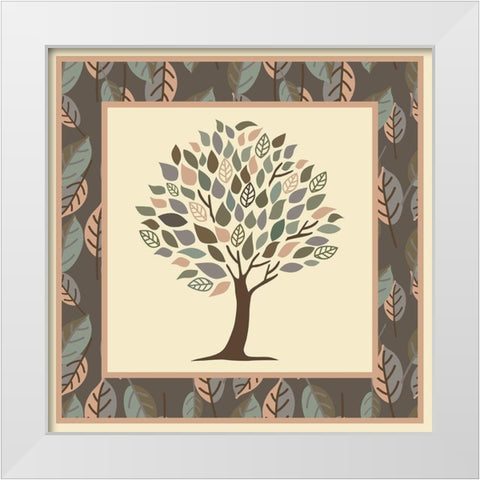 Fall Tree Leaves White Modern Wood Framed Art Print by Villa, Mlli
