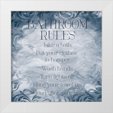 Patterned Bath Rules White Modern Wood Framed Art Print by Villa, Mlli