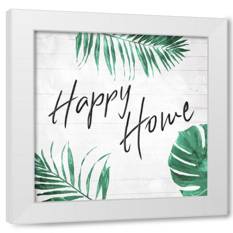 Happy Home White Modern Wood Framed Art Print by Villa, Mlli