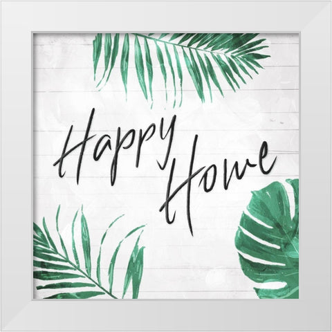 Happy Home White Modern Wood Framed Art Print by Villa, Mlli