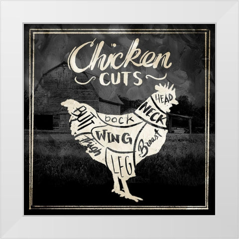Chicken Cuts White Modern Wood Framed Art Print by Villa, Mlli