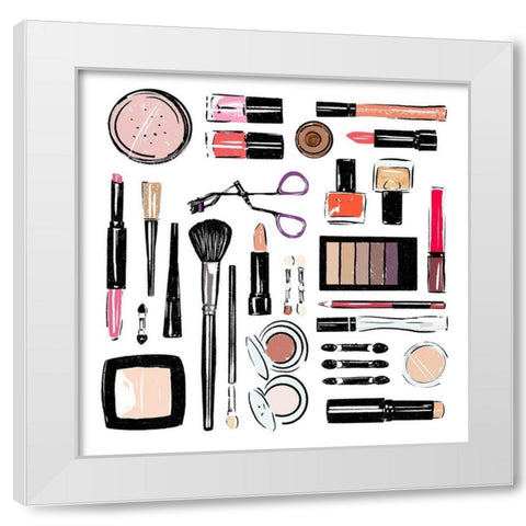 Make Up Tools White Modern Wood Framed Art Print by Villa, Mlli