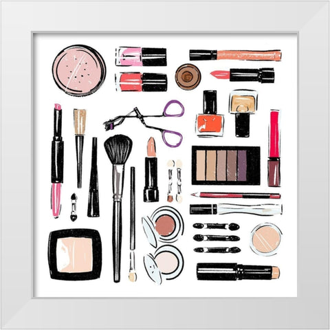 Make Up Tools White Modern Wood Framed Art Print by Villa, Mlli