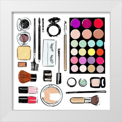More And More Make Up Tools White Modern Wood Framed Art Print by Villa, Mlli