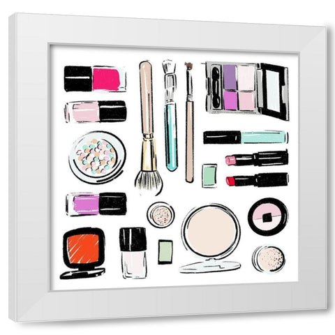 Extra Make Up Tools White Modern Wood Framed Art Print by Villa, Mlli