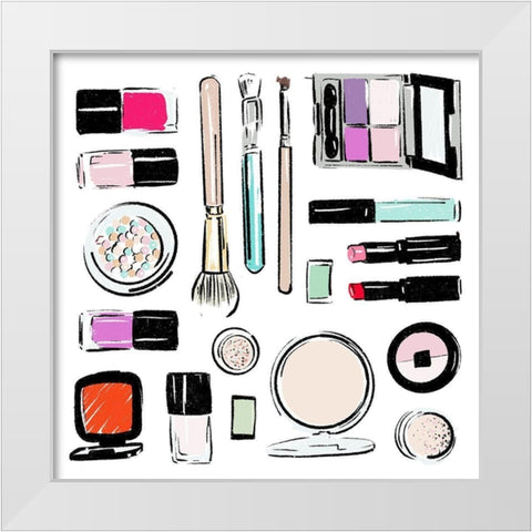 Extra Make Up Tools White Modern Wood Framed Art Print by Villa, Mlli