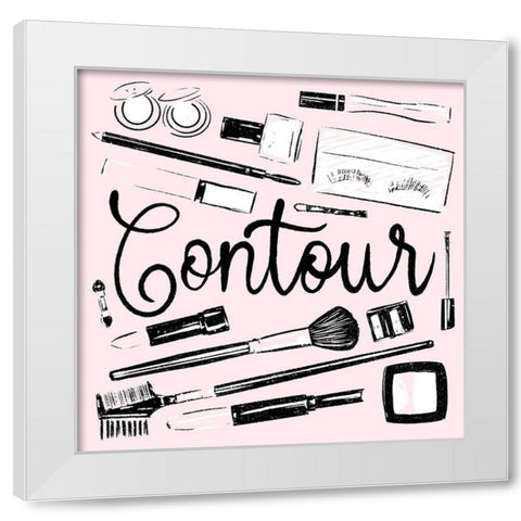 Contour Of Pink White Modern Wood Framed Art Print by Villa, Mlli