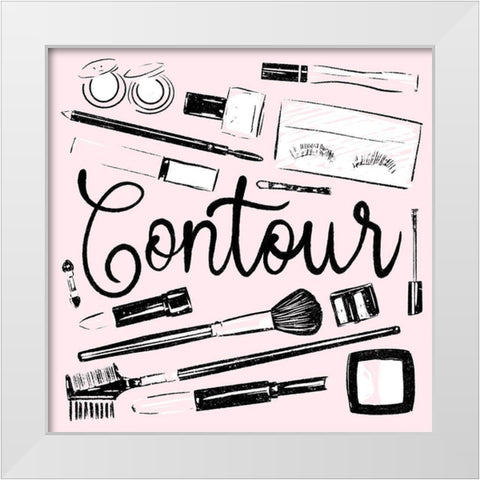 Contour Of Pink White Modern Wood Framed Art Print by Villa, Mlli