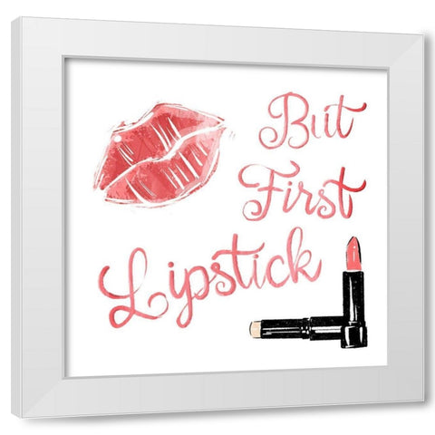 But First Lipstick White Modern Wood Framed Art Print by Villa, Mlli