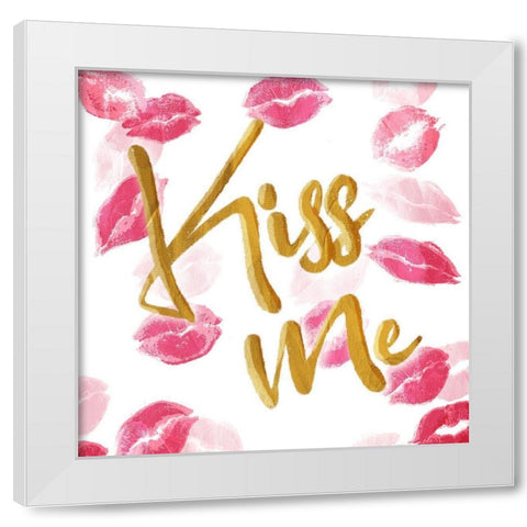 Kiss Me White Modern Wood Framed Art Print by Villa, Mlli