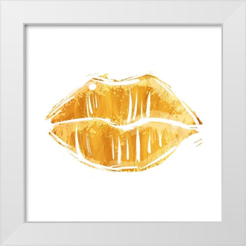 Gold Lips White Modern Wood Framed Art Print by Villa, Mlli