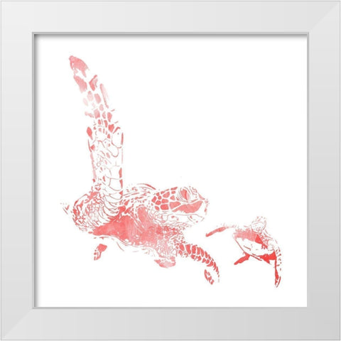 Turtles In The Sea Coral White Modern Wood Framed Art Print by Villa, Mlli