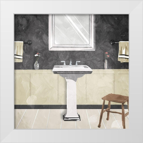 Sink Florals Dark White Modern Wood Framed Art Print by Villa, Mlli