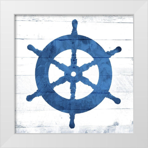 Steering Wheel White Modern Wood Framed Art Print by Villa, Mlli