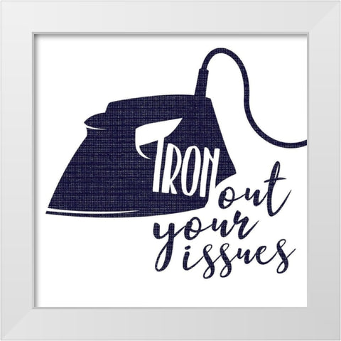 Iron Out Dark Blue White Modern Wood Framed Art Print by Villa, Mlli