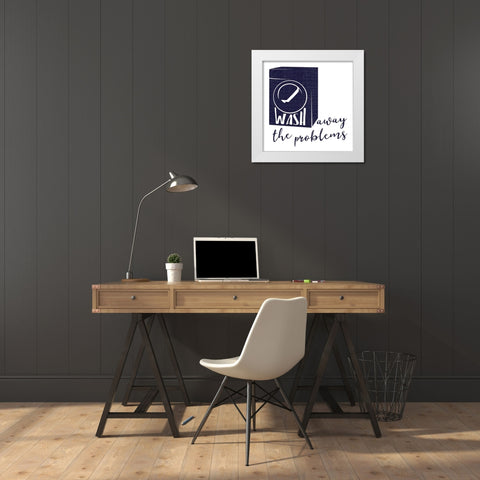 Wash Away Dark Blue White Modern Wood Framed Art Print by Villa, Mlli