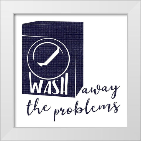 Wash Away Dark Blue White Modern Wood Framed Art Print by Villa, Mlli