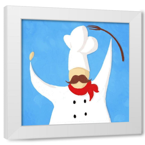 Fork Chef White Modern Wood Framed Art Print by Villa, Mlli