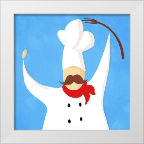 Fork Chef White Modern Wood Framed Art Print by Villa, Mlli