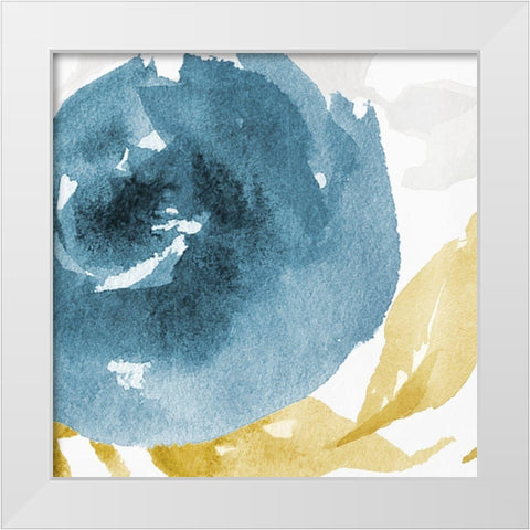 Floral blues White Modern Wood Framed Art Print by Villa, Mlli