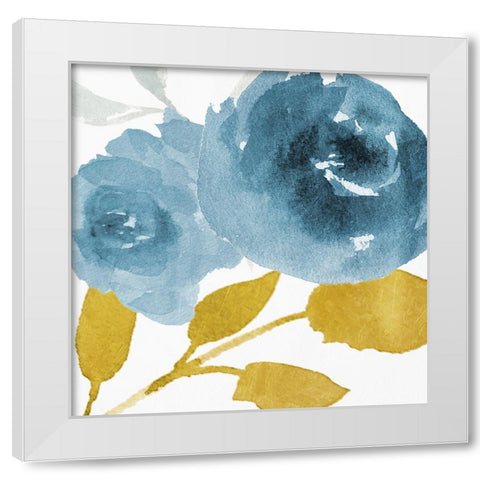 Floral blues Mate White Modern Wood Framed Art Print by Villa, Mlli