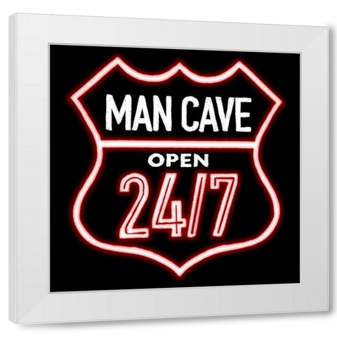 Open Man Cave Neon White Modern Wood Framed Art Print by Villa, Mlli