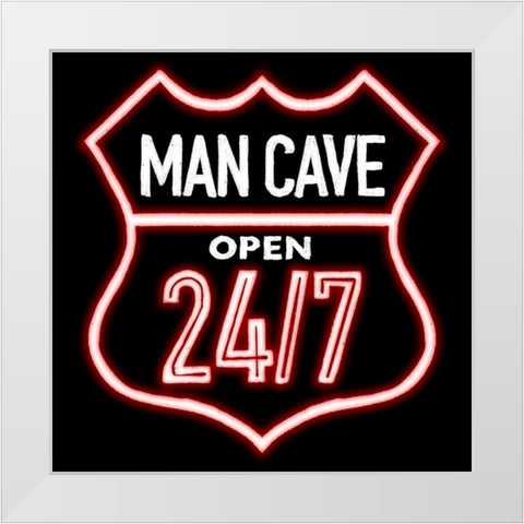 Open Man Cave Neon White Modern Wood Framed Art Print by Villa, Mlli