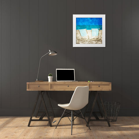 Lets Look Out On The Beach White Modern Wood Framed Art Print by Villa, Mlli