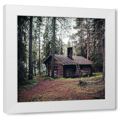 Lodge In The Woods White Modern Wood Framed Art Print by Villa, Milli