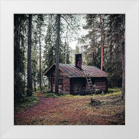 Lodge In The Woods White Modern Wood Framed Art Print by Villa, Milli