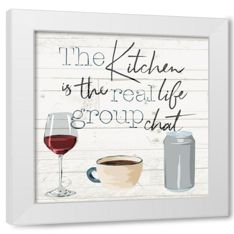 Kitchen Group Chat White Modern Wood Framed Art Print by Villa, Milli