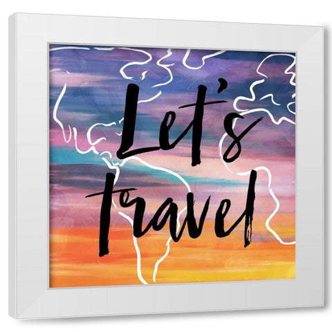 Lets Travel White Modern Wood Framed Art Print by Villa, Milli
