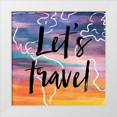 Lets Travel White Modern Wood Framed Art Print by Villa, Milli